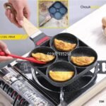 4 Hole egg frypan with wooden handle
