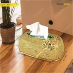 Fiber tissue box golden color