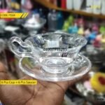 Glass cup set with saucer