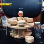 Moving Glass spice jar set with wooden stand