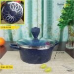 Houchu granite coated casserole with glass lid- 22 cm