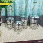 Stainless steel tea, coffee, sugar, masala container set- 4 pcs