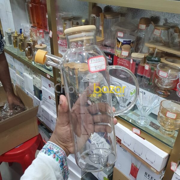 1000ml Glass Oilpot with Wooden Lid - AH 00718 - Image 2