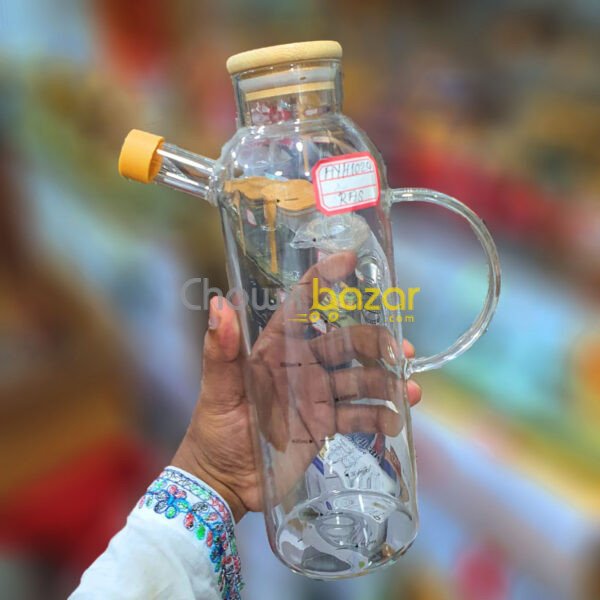 1000ml Glass Oilpot with Wooden Lid - AH 00718 - Image 1