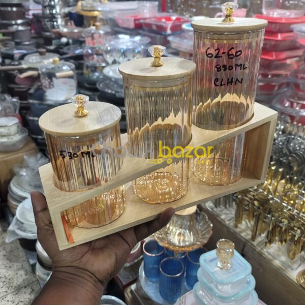 3 Pcs Airtight Glass Jar With Stand - AH 00752 - Image 2