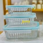 3 Pcs Oven Proof Step Design Round,Square Glass Bati Set 00742 - Image 5