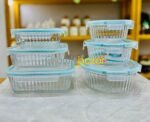 3 Pcs Oven Proof Step Design Round,Square Glass Bati Set 00742