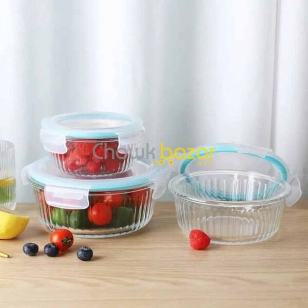 3 Pcs Oven Proof Step Design Round,Square Glass Bati Set 00742 - Image 4