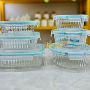 3 Pcs Oven Proof Step Design Round,Square Glass Bati Set 00742