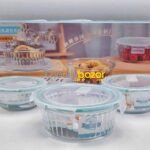 3 Pcs Oven Proof Step Design Round,Square Glass Bati Set 00742 - Image 2