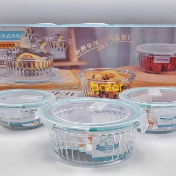 3 Pcs Oven Proof Step Design Round,Square Glass Bati Set 00742 - Image 2