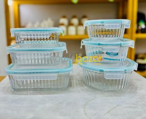 3 Pcs Oven Proof Step Design Round,Square Glass Bati Set 00742 - Image 1