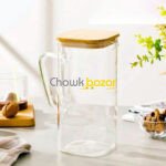 Borosilicate Square Jug with Woodwn lid 00672