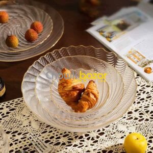 Flower Design Glass Serving Plate 00772