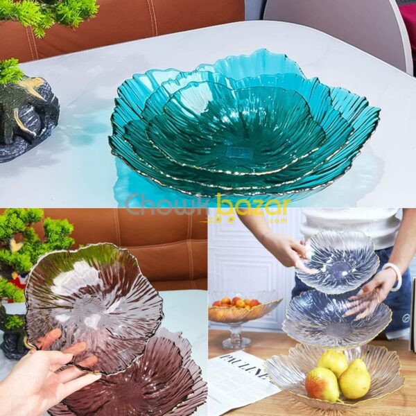 Flower Shape Crystal Glass Fruit Plate 00729 - Image 1