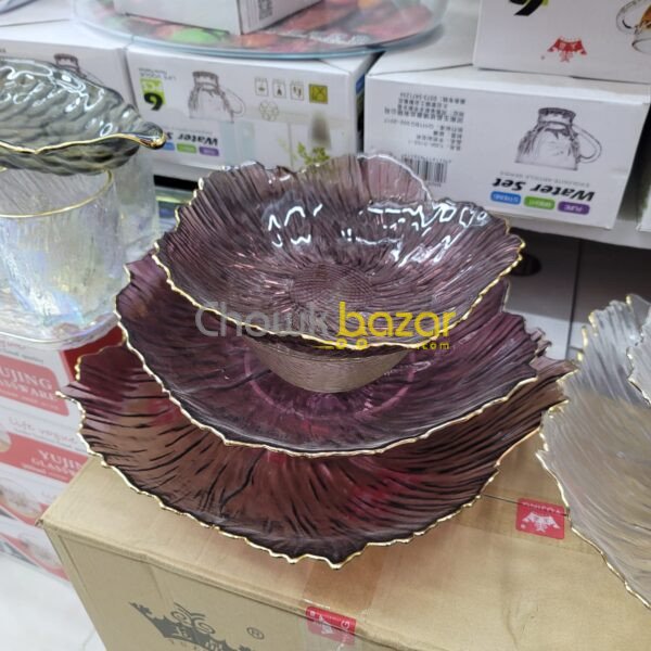 Flower Shape Crystal Glass Fruit Plate 00729 - Image 4
