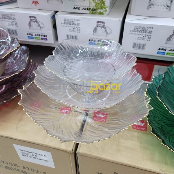 Flower Shape Crystal Glass Fruit Plate 00729 - Image 3