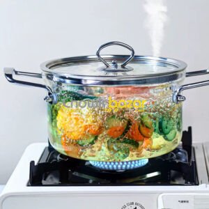 Glass Saucepan with Lid High Borosilicate Heat-Resistant Glass 00712