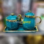 Ceramic Milk Sugar Pot With Tray 00859
