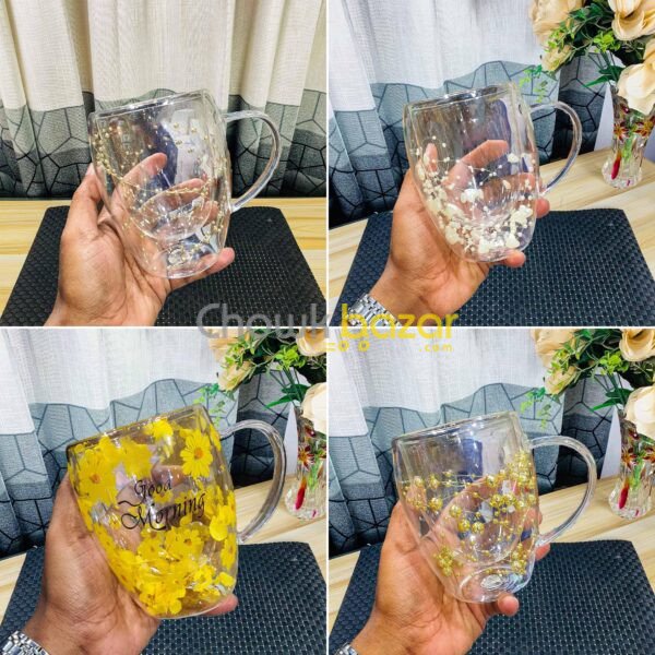 300ml Glass Mug Flower HDV 00915 - Image 1